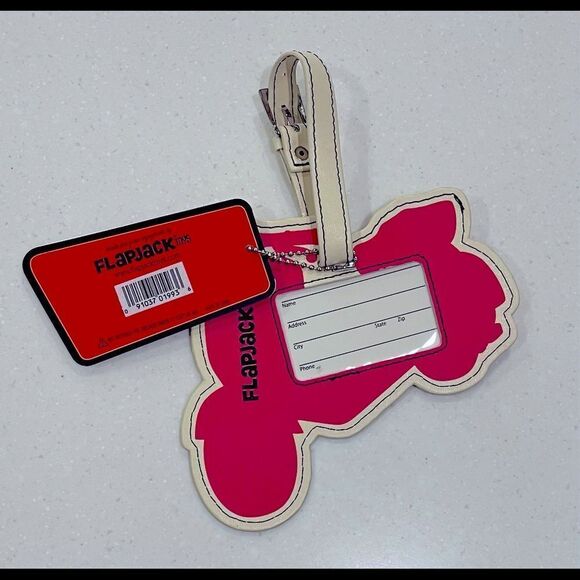 NWT Flapjack Retro Pink Scooter Luggage Suitcase Backpack Travel Tag - Picture 2 of 5
